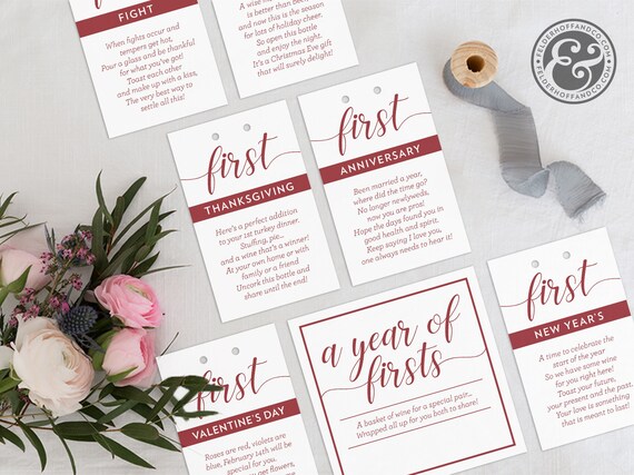 Instant Download A Year Of Firsts Milestone Wine Basket Etsy