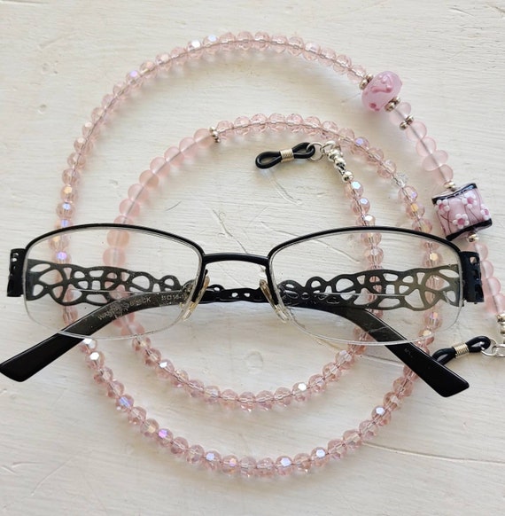 Pink Crystal Dragonfly Eyeglass Chain