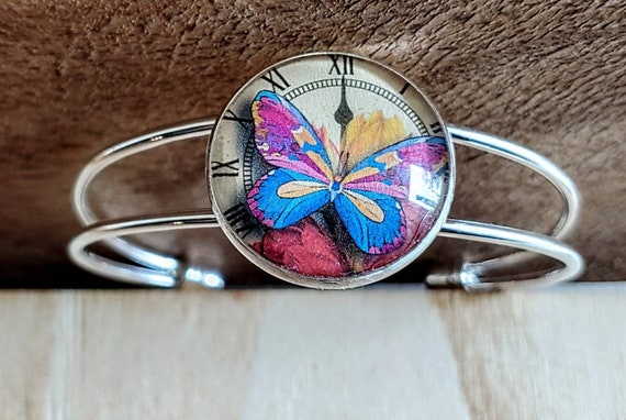 Multicolored Butterfly Adjustable Woman's Cuff