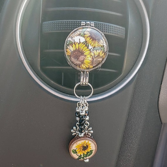 Sunflower Glass Cabachon Sunflower Auto Vent ClipSunflower Car Diffuser To Hold Oils