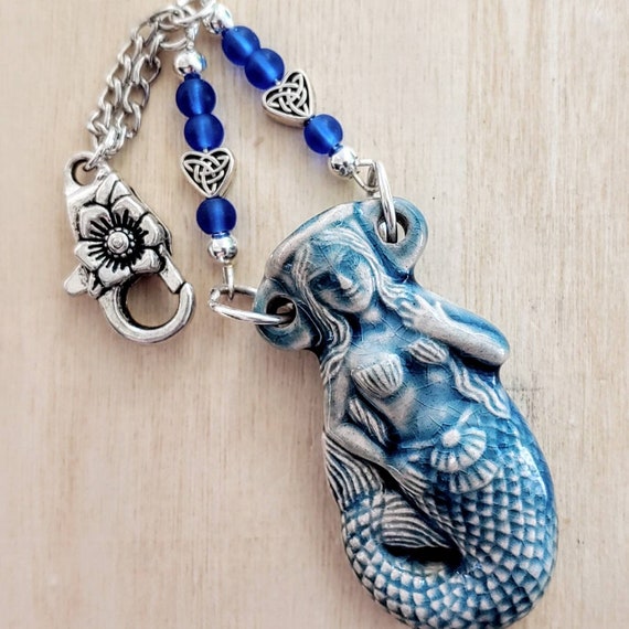 Blue Sea Glass Mermaid Miniature Fragrance Holder Bottle