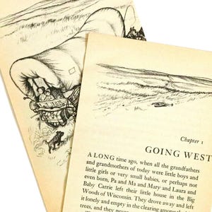 Vintage Little House On The Prairie Book Pages. Vintage Ephemera. Junk Journal Paper Supply. Book Journal. Classic Books. Mixed Media Paper.