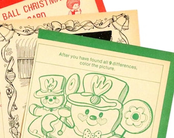 Vintage Children's Christmas Activity Book Pages: Christmas Ephemera, Junk Journal