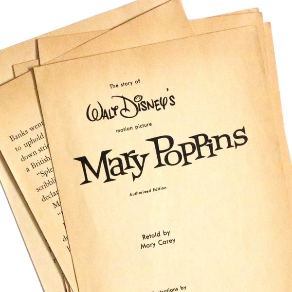 Vintage Mary Poppins Book Pages: Vintage Ephemera, Junk Journal Paper, Scrapbook Supply