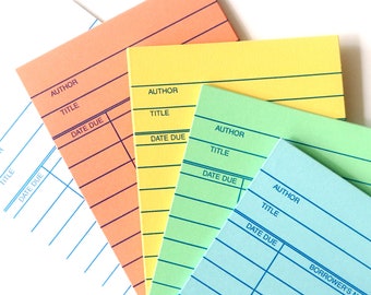 Colorful Library Cards: Journal Ephemera, Scrapbook Embellishments