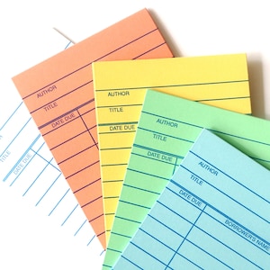 Set of (10) library book cards in your choice of color.