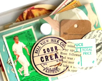 Paquete de efímeros vintage: kit para diario creativo, suministros para álbumes de recortes, paquete de papel.