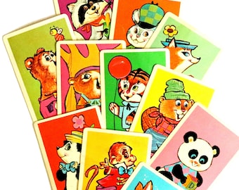 Vintage Animal Snap Playing Game Cards: Junk Journal Supply, Scrapbooking