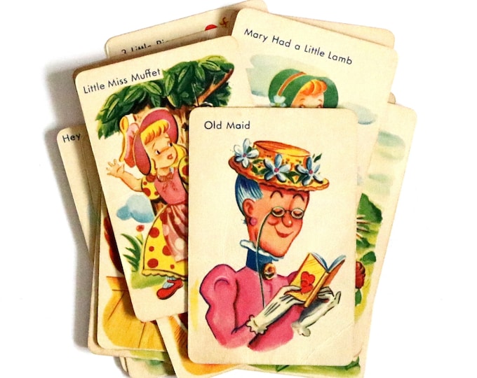 Vintage Old Maid Game Cards. Vintage Card Games. Paper Ephemera. Junk
