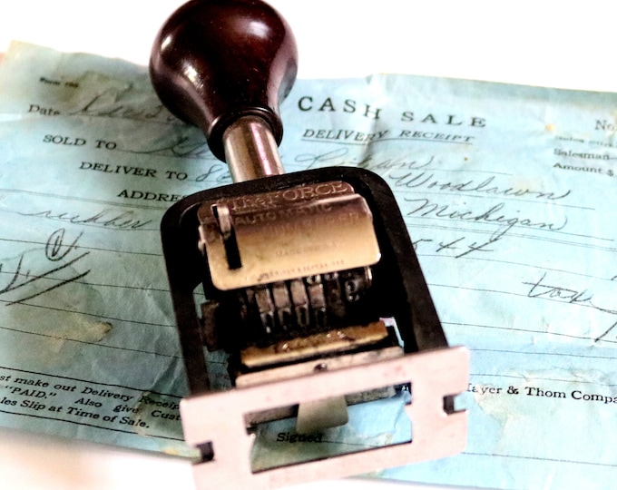 Vintage Office Stamp. Numbering Machine. Wood Handle Stamp. Etsy