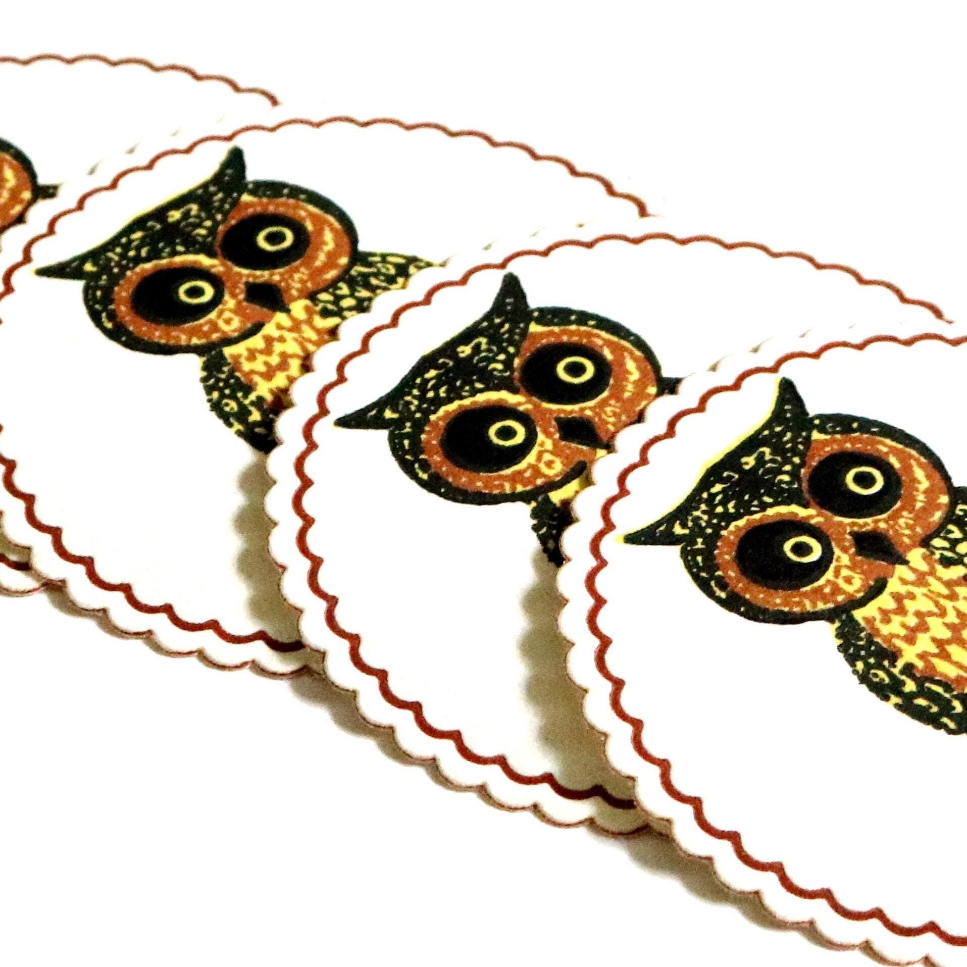 Vintage Halloween Owl Paper Coasters. Vintage Ephemera. Junk Journal Paper. Mixed Media Paper. Hallo