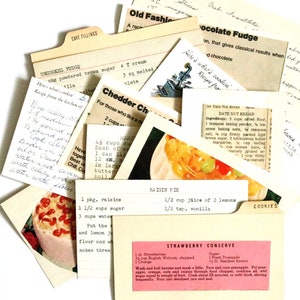 Vintage Old Recipe Cards. Handwritten and typed cards. Random mix.. set of (20)