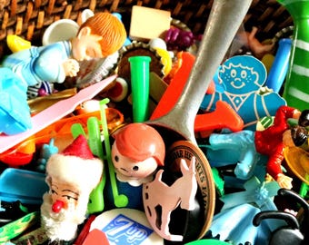 Vintage Trinket Mystery Scoop - Mini Toys, Charms, Game Pieces, Cake Picks, And More