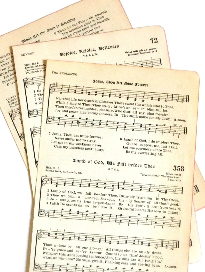 Vintage Hymnal Book Pages. Hymns. Vintage Sheet Music. Bible | Etsy