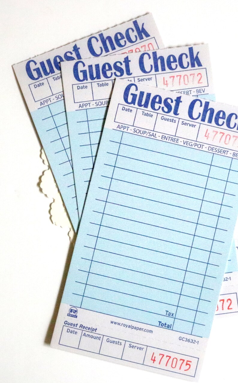 Blue Guest Checks. Diner Guest Checks. Junk Journal Paper. Etsy
