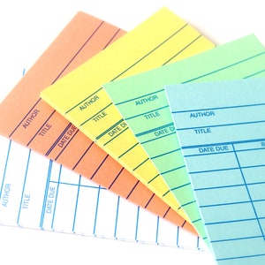 Set of (10) library book cards in your choice of color.