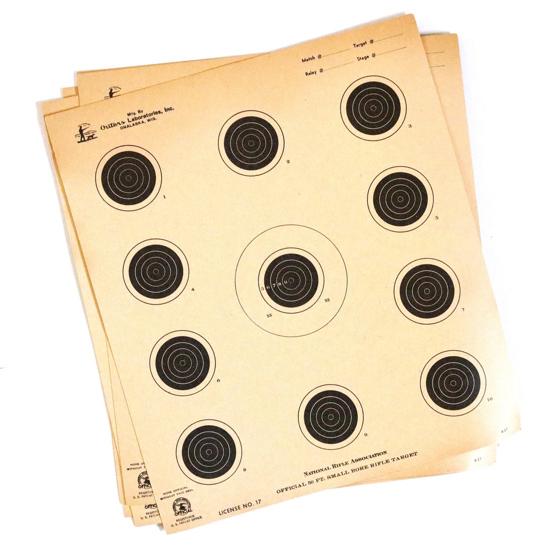 Target Paper Six Rounds Vintage Circular Shooting Paper Targets: Paper Ephemera, Gallery Wall ...