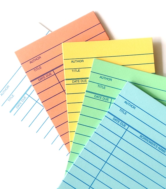 Colorful Library Cards: Journal Ephemera, Scrapbook Embellishments