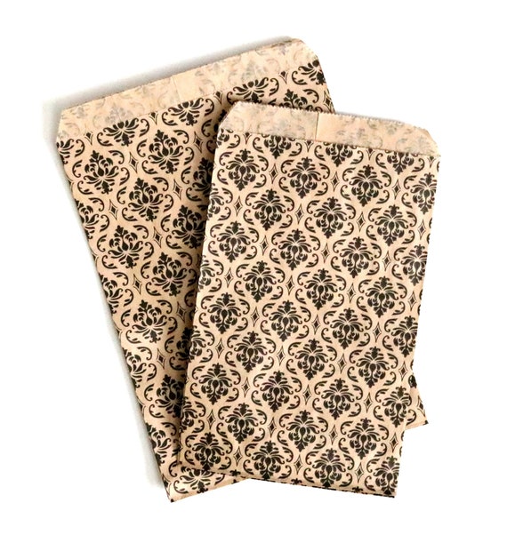 Damask Paper Bags. Kraft Bags. Brown Paper Bags. Small Paper Bags. Flat  Paper Bags. Favor Bags. Vintage Journal Paper. Junk Journal Supply. 