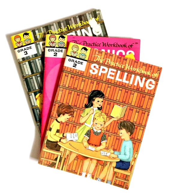 Vintage Children's School Workbooks. Children's Books. Activity Books. Junk Journal Book