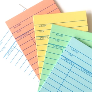Set of (10) library book cards in your choice of color.