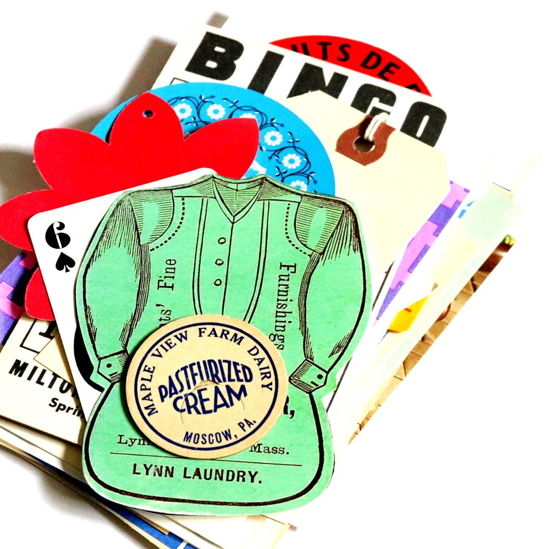 Vintage Ephemera Pack: Junk Journal Kit, Scrapbook Supply, Mixed Paper ...