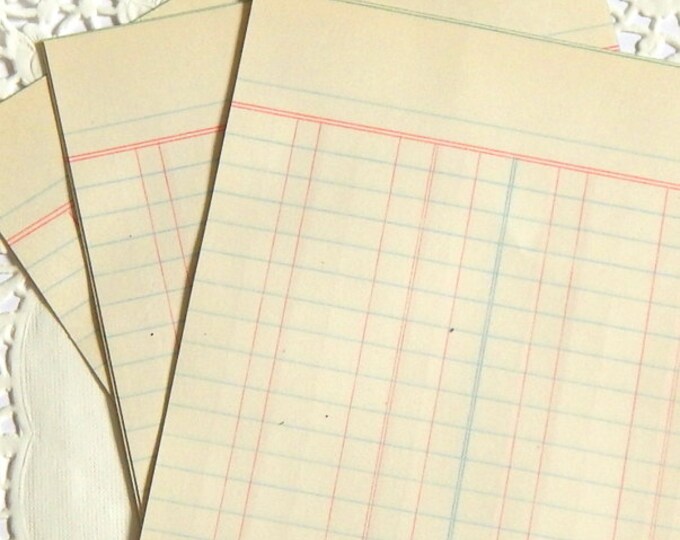 Vintage Numbered Ledger Paper. Vintage Ephemera. Lined Paper. Etsy