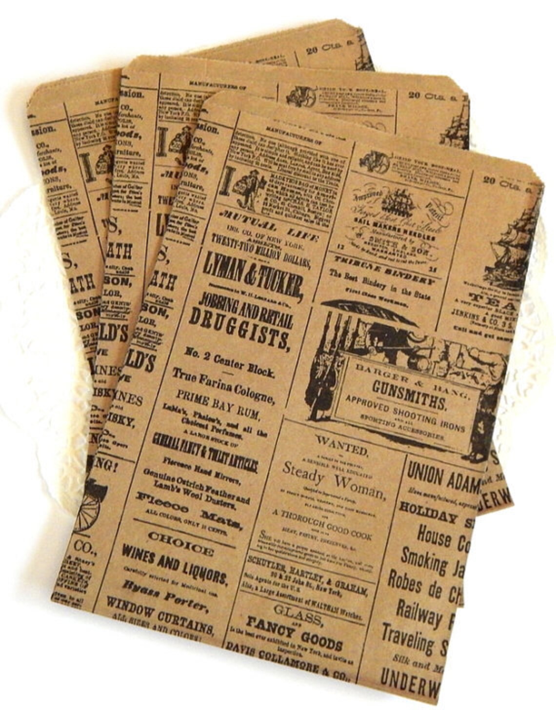 Newsprint Kraft Brown Paper Bags. Paper Bags. Merchandise Etsy