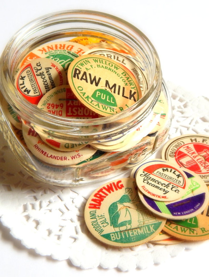 Vintage Milk Caps. Old Milk Caps. Bottle Cap. Dairy Bottle Etsy