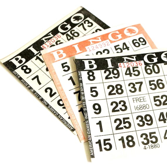 Halloween Black And Orange Bingo Cards: Junk Journal Supply, Scrapbook Ephemera