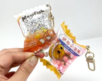 Pokemon Eevee and Magickarp snack bag keychain