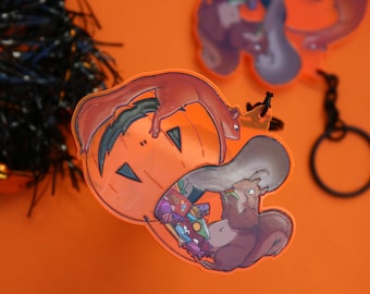 Halloween Candy Squirrels Keychain