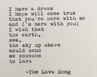 Pixar's Lava Quote Typed on Typewriter | Love Quote | Movie Quote | 4x6 Print
