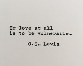 C.S. Lewis Love Quote Typed on Typewriter | 4x6