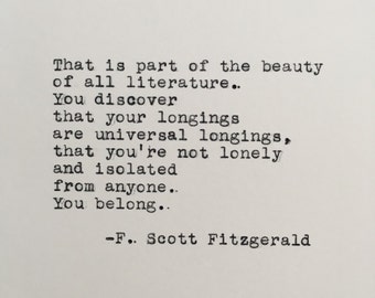 F. Scott Fitzgerald Quote Typed on Typewriter | 4x6