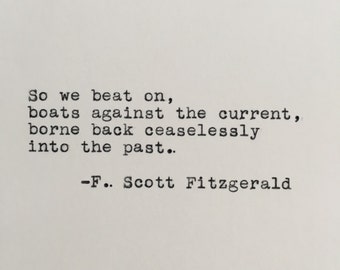 Typewriter Print | F. Scott Fitzgerald Quote, The Great Gatsby (4x6)