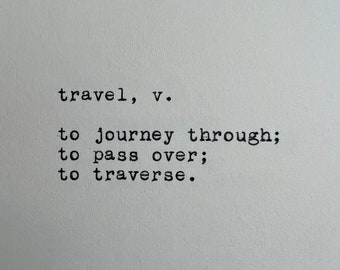 Travel Dictionary Definition Typed on Typewriter | 4x6