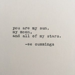 Zitat von ee cummings auf der Schreibmaschine | Du bist meine Sonne | Liebe Zitat | Poesie | 4x6