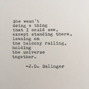 Cita de J.D. Salinger escrita a máquina / El guardián entre el centeno / Cita de amor / Cita literaria / 4x6