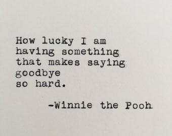Winnie the Pooh Quote Typed on Typewriter | Love Quote | 4x6