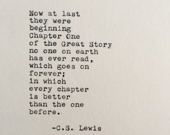 C.S. Lewis Quote Typed on Typewriter | Chronicles of Narnia | Love Quote | Book Quote | 4x6 Print