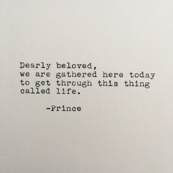 Citation de Prince tapée à la machine à écrire | Soyons fous | Paroles de chanson | Impression 4 x 6