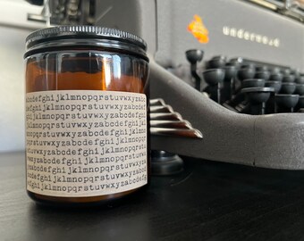 100% Beeswax Candle | Alphabet ABC Typed on Typewriter