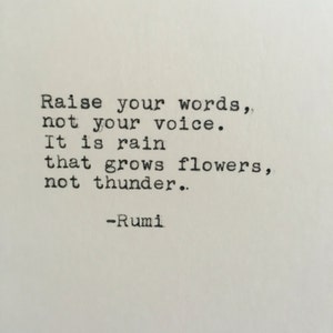 Rumi Quote Typed on Typewriter | Poetry | 4x6 Print