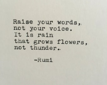 Rumi Quote Typed on Typewriter | Poetry | 4x6