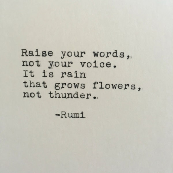 Rumi Quote Typed on Typewriter | Poetry | 4x6