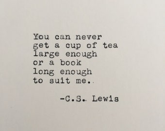 C.S. Lewis Quote Typed on Typewriter | Reading Quote | 4x6