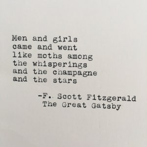 F. Scott Fitzgerald Quote Typed on Typewriter | The Great Gatsby | Book Quote | 4x6