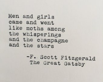 F. Scott Fitzgerald Citazione dattiloscritta su macchina da scrivere / Il grande Gatsby / Citazione libro / Stampa 4x6