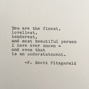 F. Scott Fitzgerald Quote Typed on Typewriter | The Great Gatsby | Love Quote | Book Quote | 4x6 Print